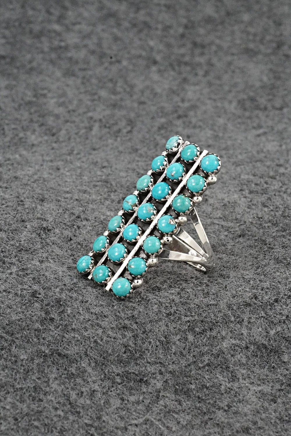 Turquoise & Sterling Silver Ring - Kenny Lonjose - Size 9