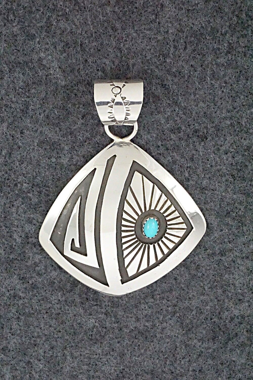 Turquoise and Sterling Silver Pendant - Rosco Scott