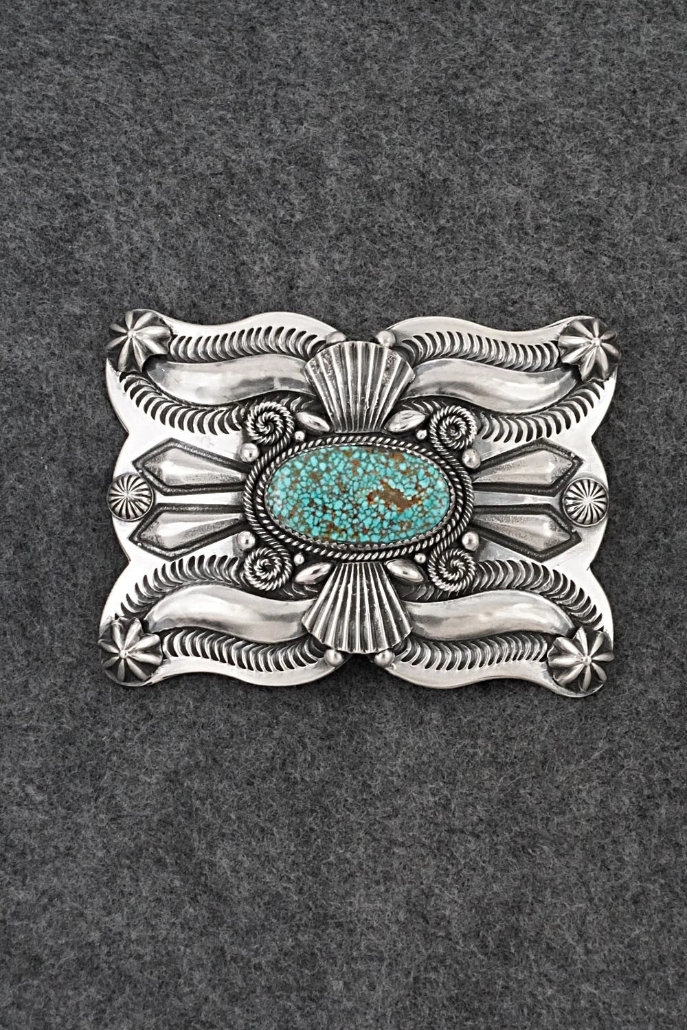 Turquoise & Sterling Silver Belt Buckle - Delbert Gordon