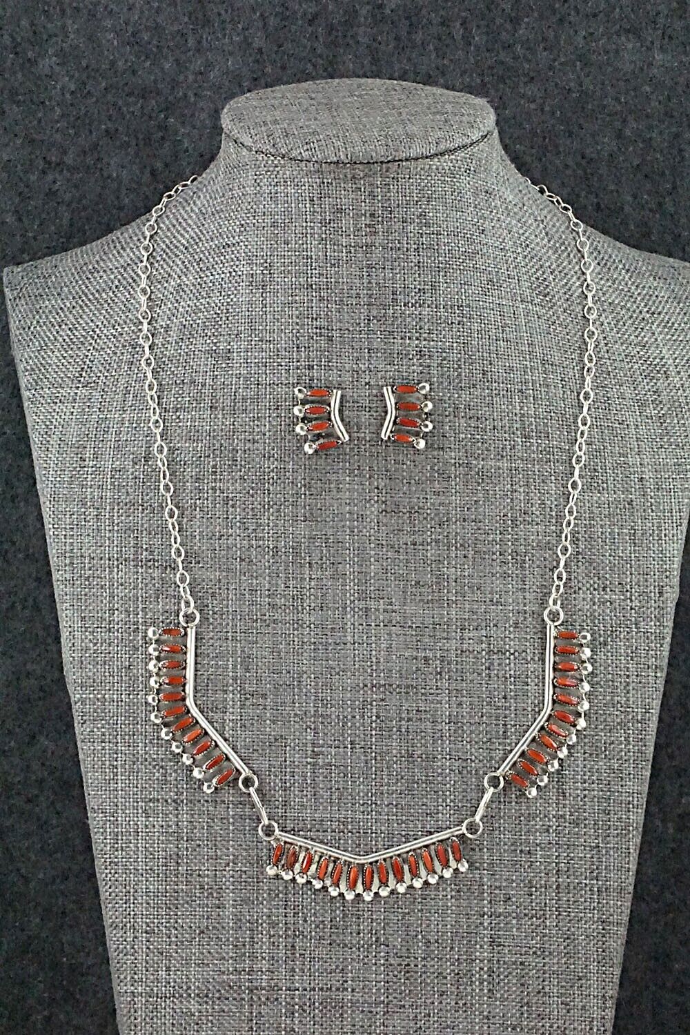 Coral & Sterling Silver Necklace Set - M. Solomon