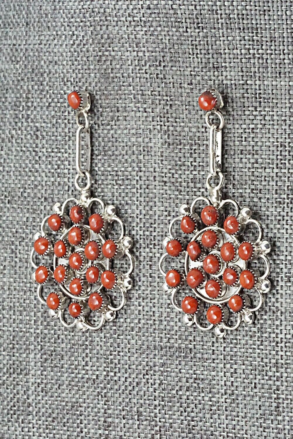 Coral & Sterling Silver Earrings - Yvette Kaamasee