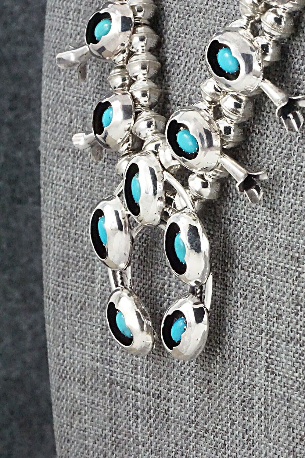 Turquoise & Sterling Silver Mini Squash Blossom Set - Phil Garcia