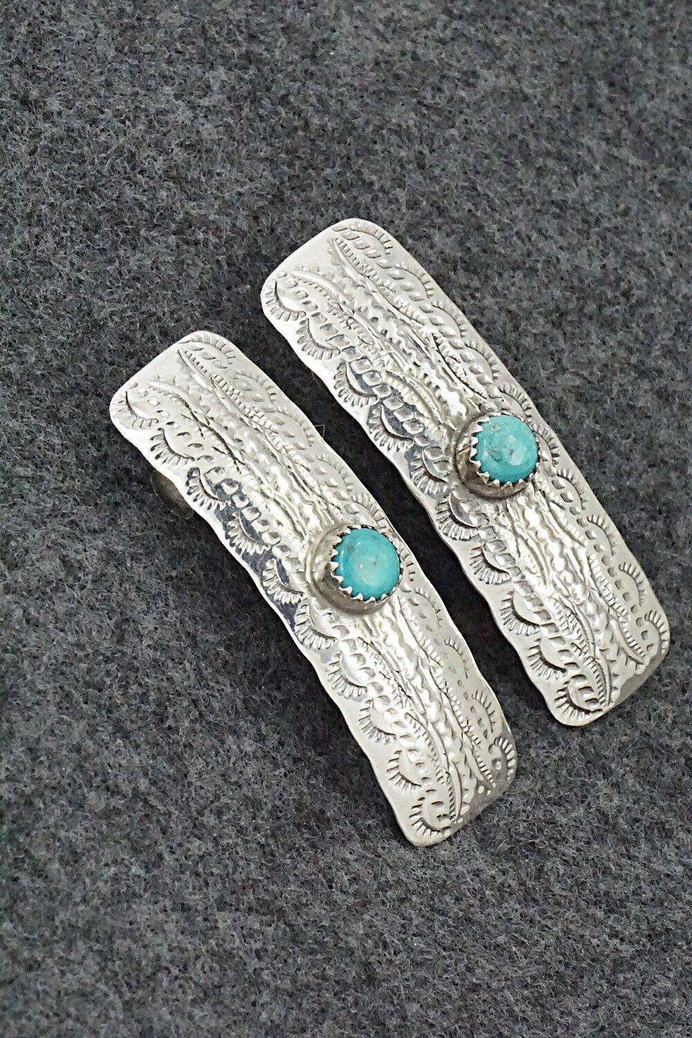 Turquoise & Sterling Silver Mini Hair Barrettes - Betty Laughing