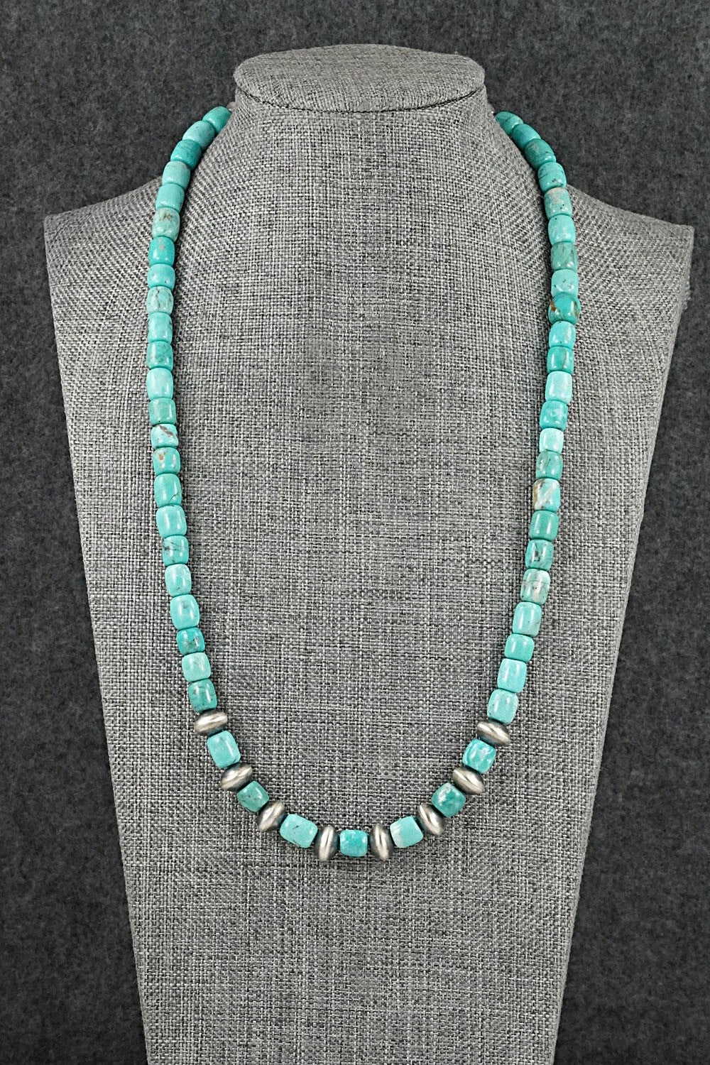 Turquoise & Sterling Silver Necklace 20" - Doreen Jake