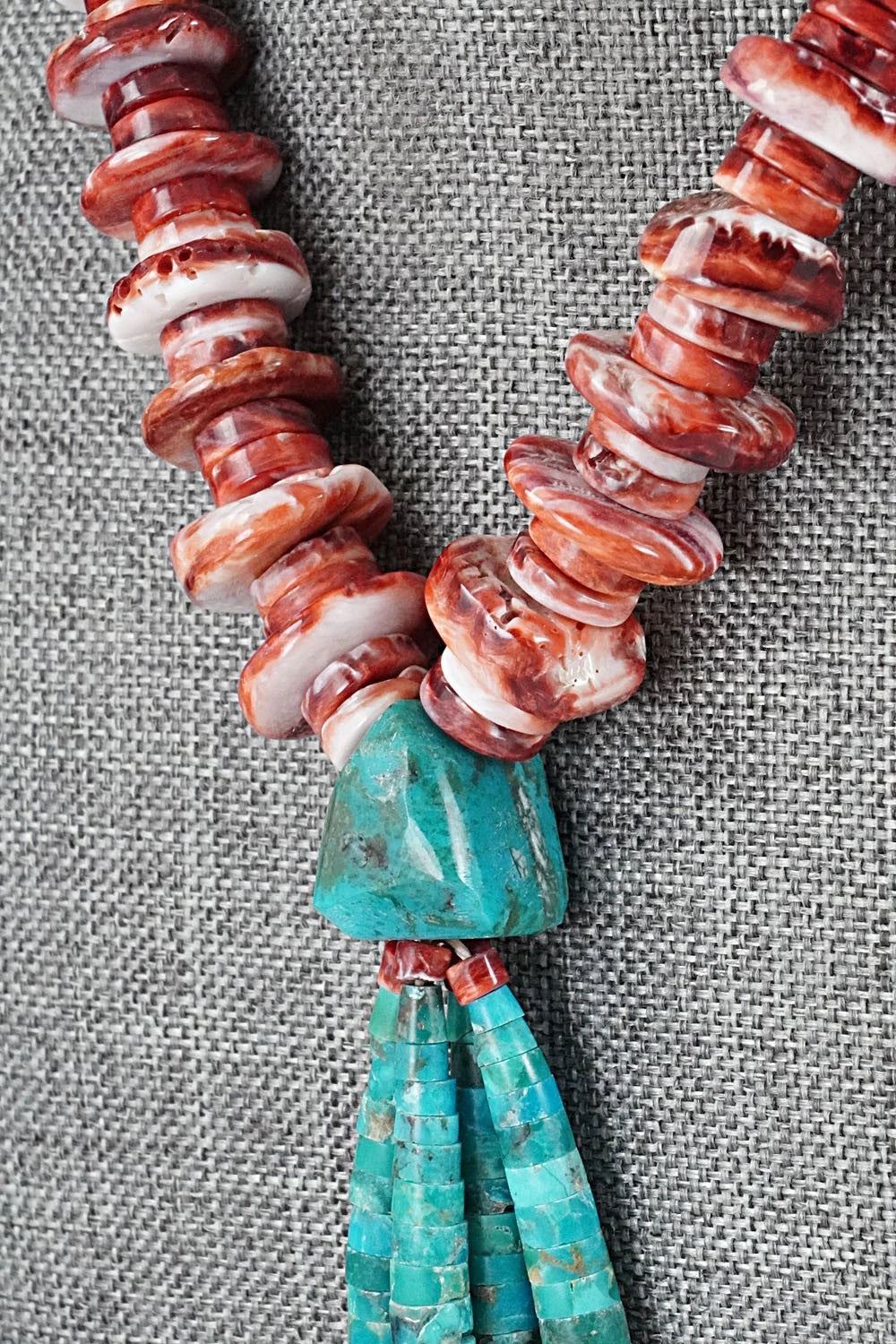 Turquoise & Spiny Oyster Necklace - Lupe Lovato