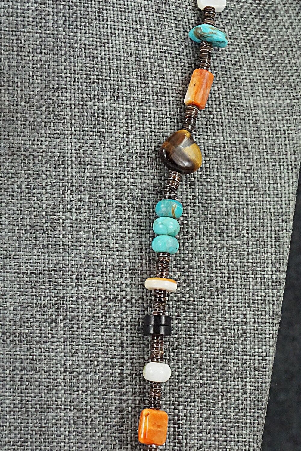 Multi-Stone & Sterling Silver Necklace 28" - Helen Tsosie