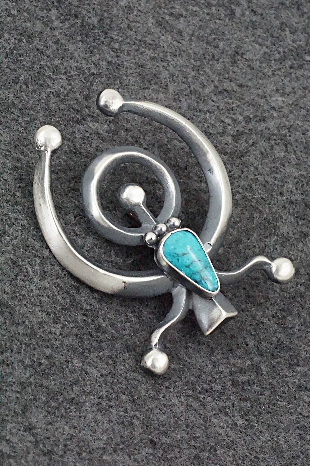 Turquoise & Sterling Silver Pendant - Harrison Bitsue