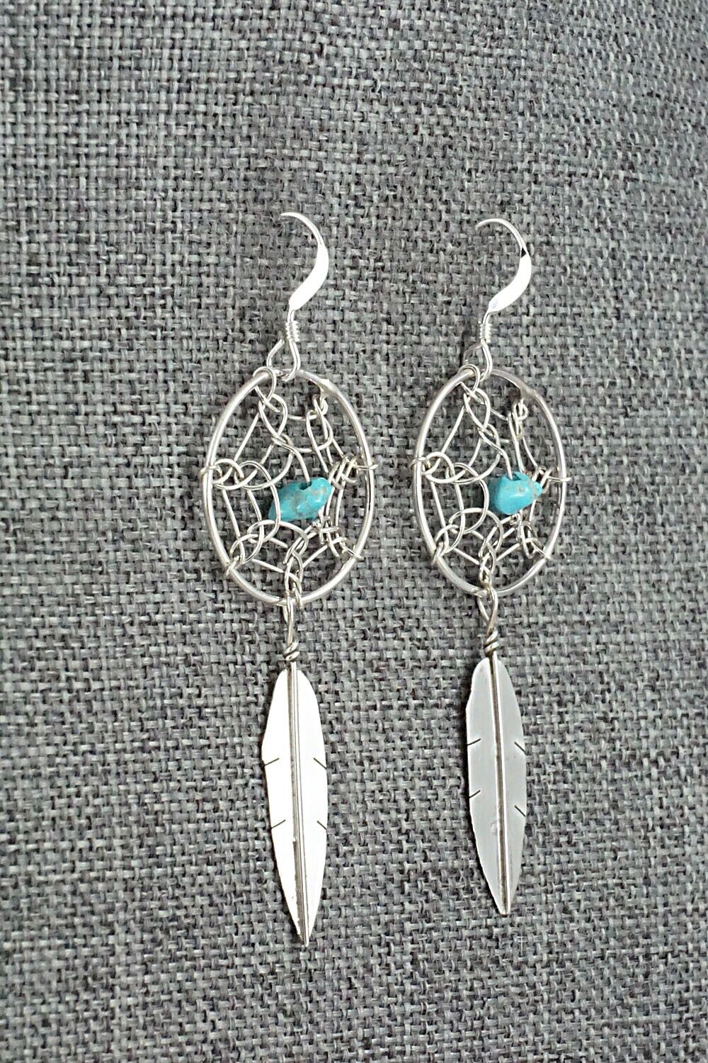 Turquoise & Sterling Silver Earrings - Lorenzo Arviso Jr.