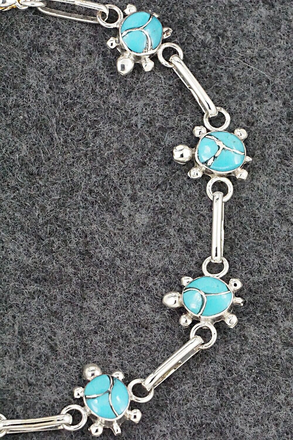 Turquoise & Sterling Silver Link Bracelet - Rebecca Lalio