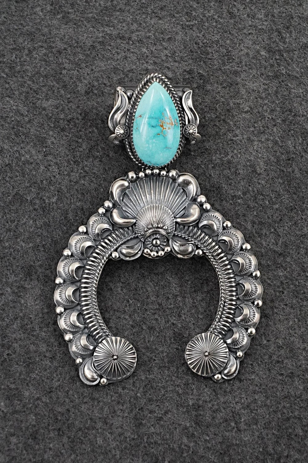 Turquoise & Sterling Silver Naja Pendant - Delbert Gordon