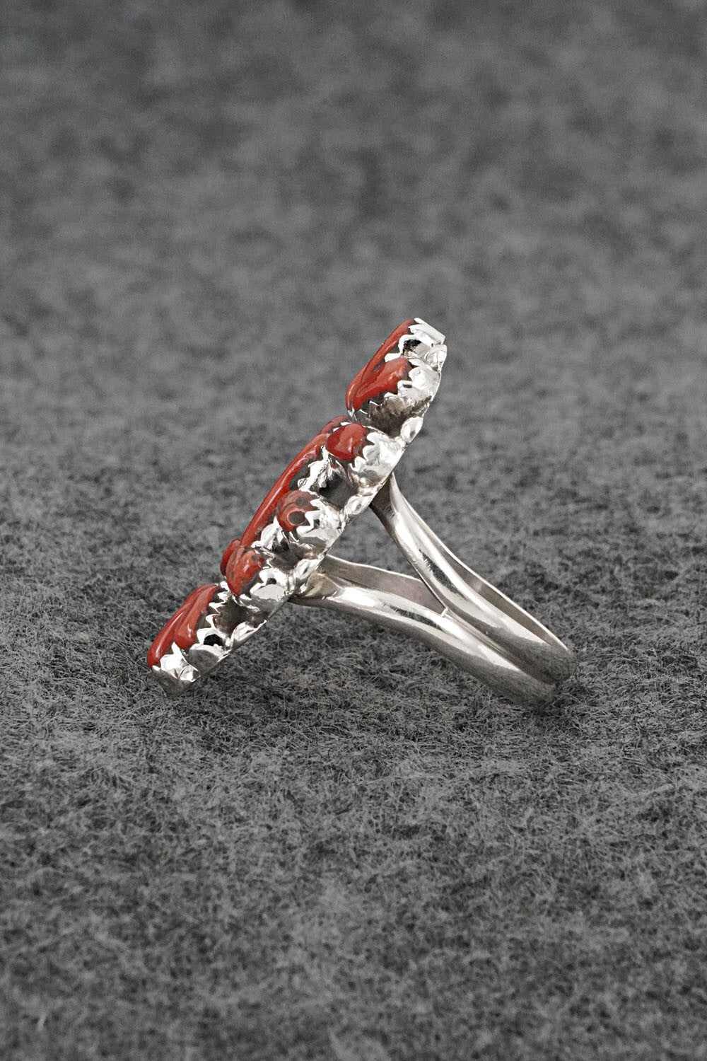 Coral & Sterling Silver Ring - George Gasper - Size 7.5