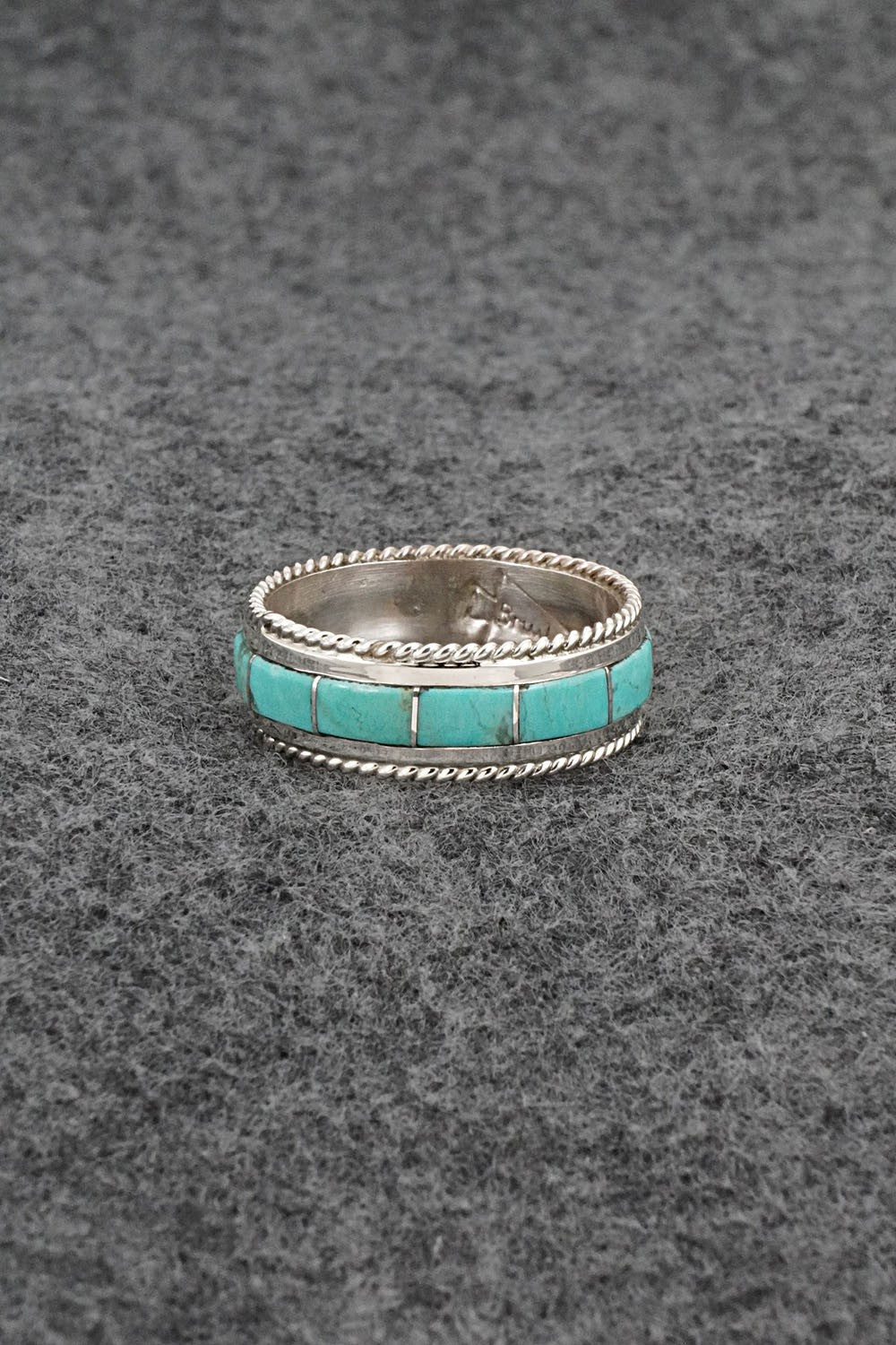 Turquoise & Sterling Silver Ring - Bruce Johnson - Size 10.5