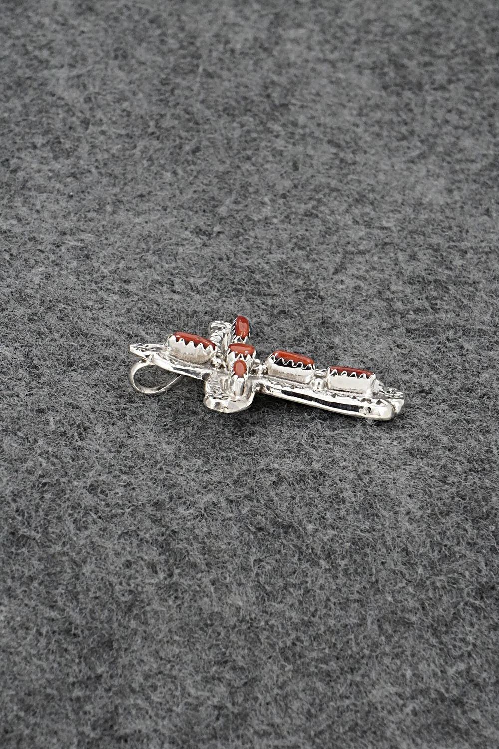 Coral & Sterling Silver Pendant - Murray Hannaweeka