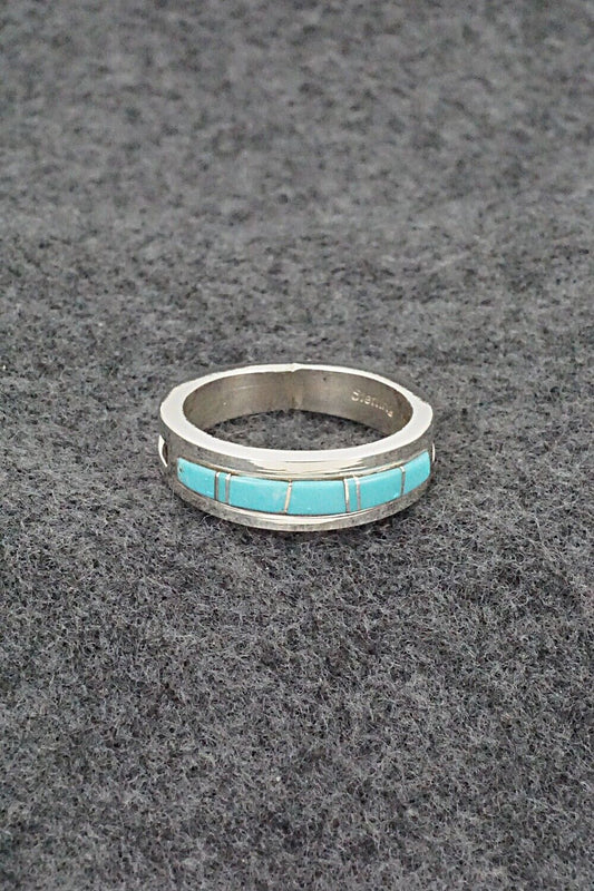 Turquoise & Sterling Silver Inlay Ring - Wilbert Muskett Jr. - Size 10