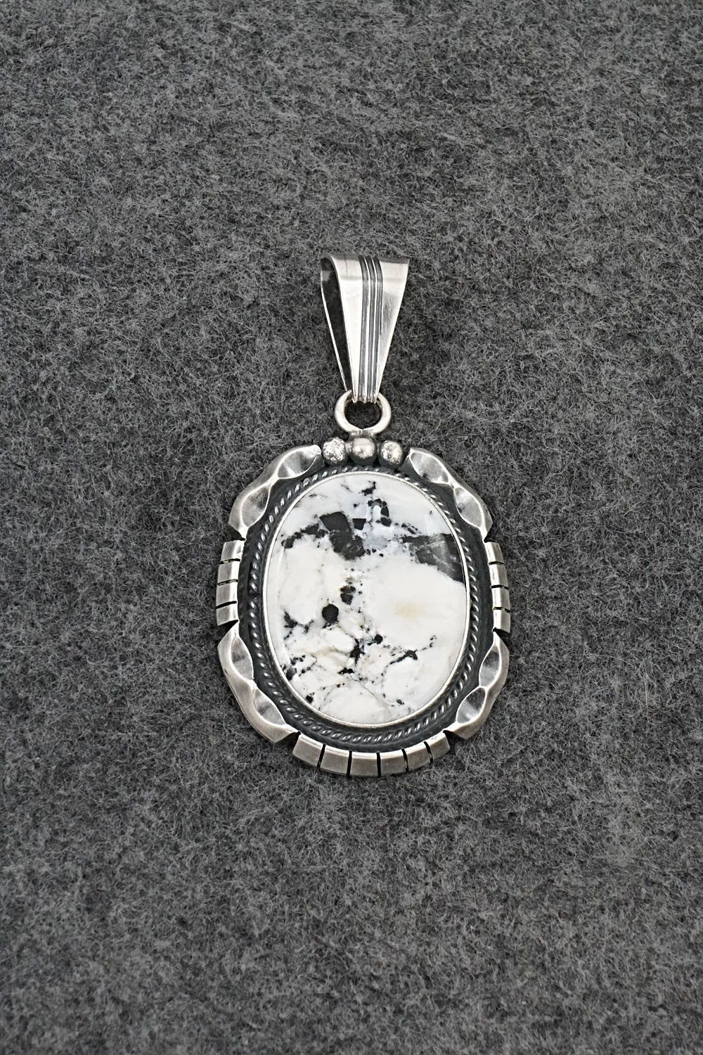 White Buffalo & Sterling Silver Pendant - Samuel Yellowhair