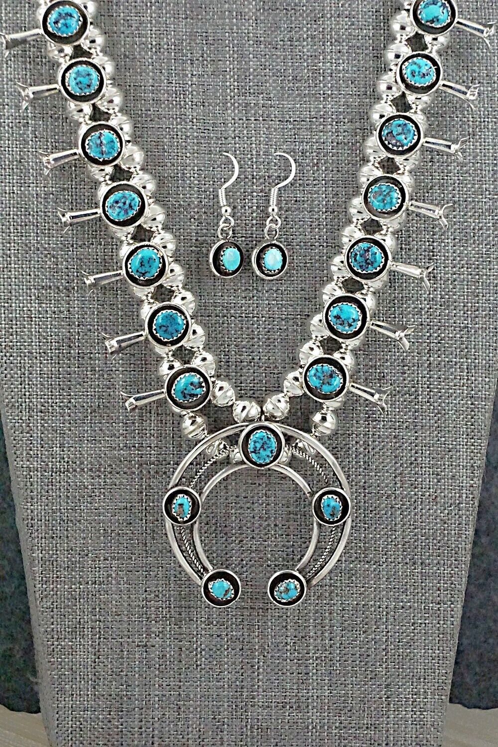 Turquoise & Sterling Silver Squash Blossom Set - Phil Garcia