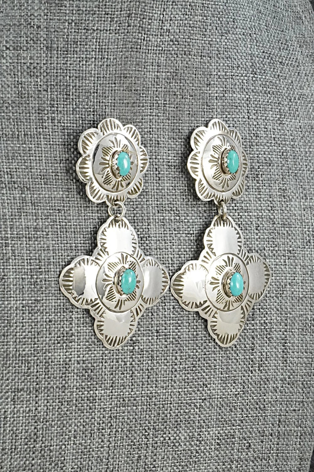 Turquoise & Sterling Silver Earrings - Bertha Begay