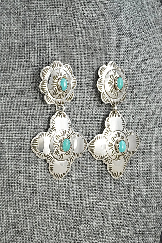 Turquoise & Sterling Silver Earrings - Bertha Begay