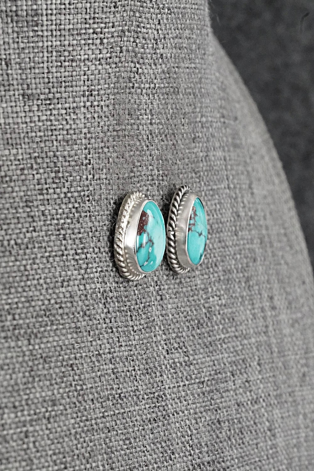 Turquoise & Sterling Silver Earrings - Eugene Gruber
