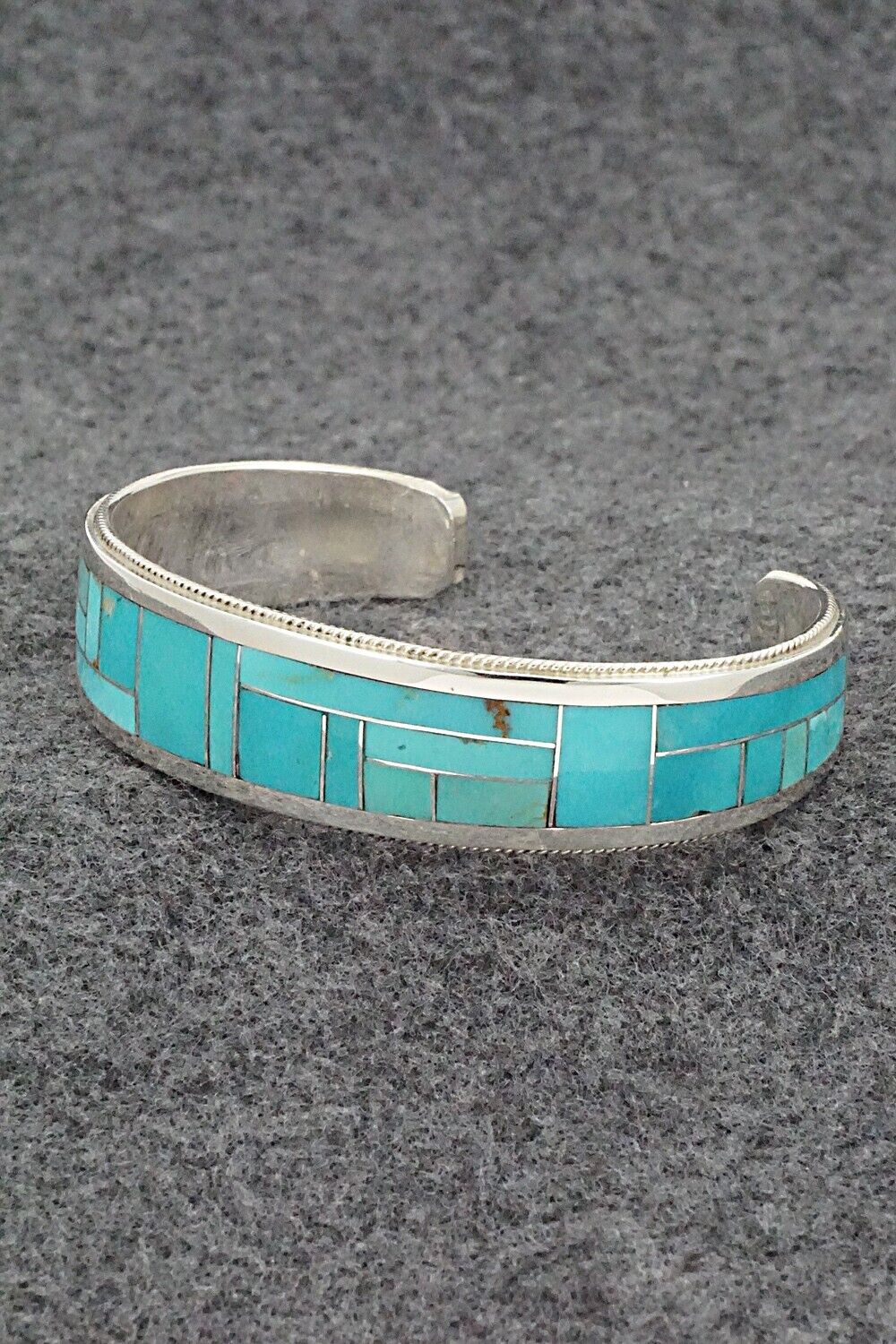 Turquoise & Sterling Silver Inlay Bracelet - Glendora Booqua