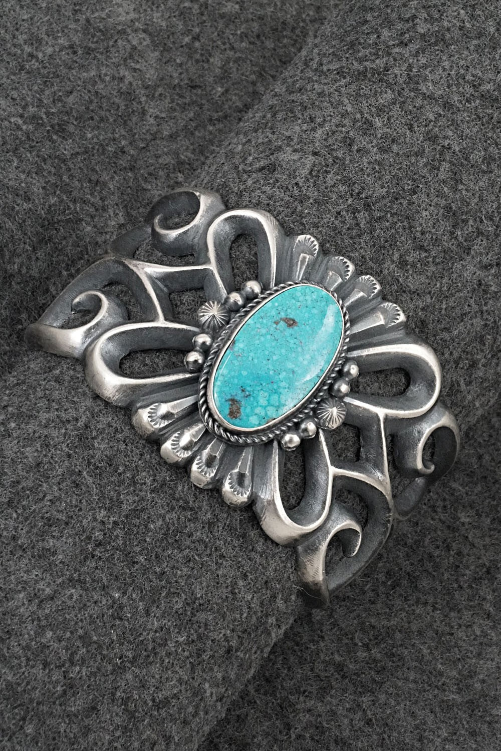 Turquoise & Sterling Silver Bracelet - Harrison Bitsue