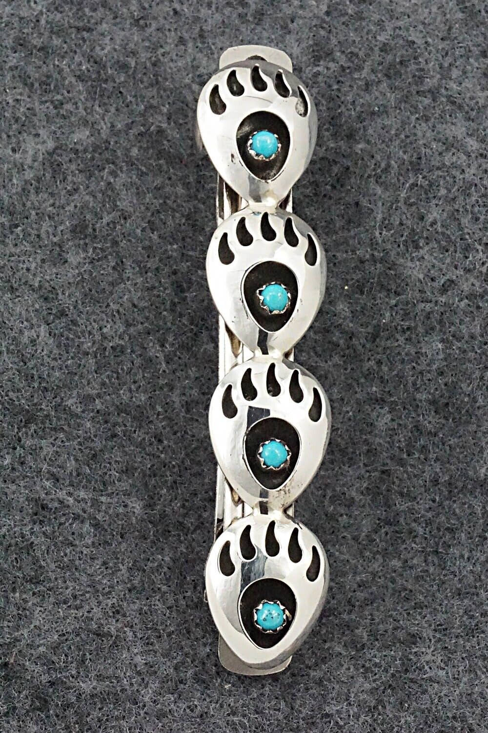Turquoise & Sterling Silver Hair Barrette - Leroy Parker