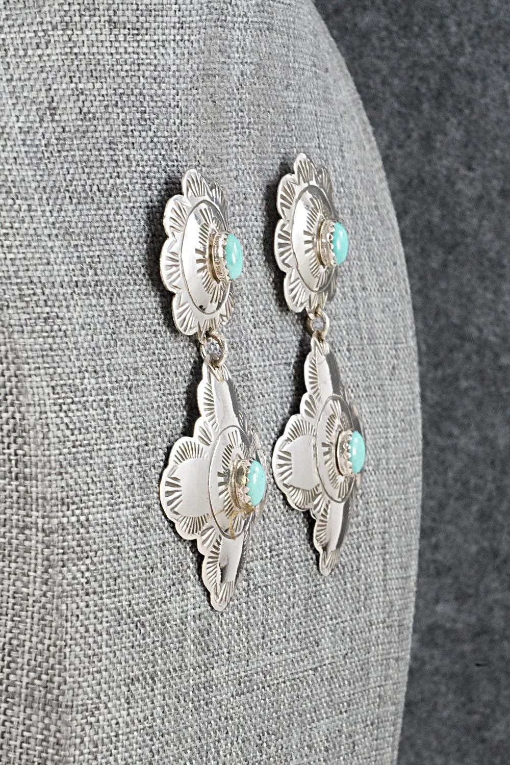 Turquoise & Sterling Silver Earrings - Bertha Begay