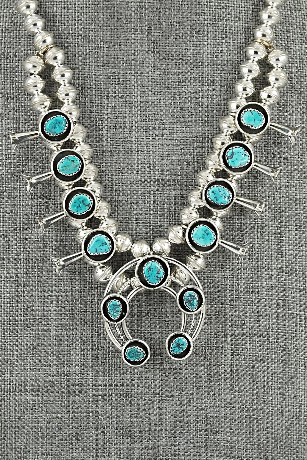 Turquoise & Sterling Silver Squash Blossom Set - Phil Garcia