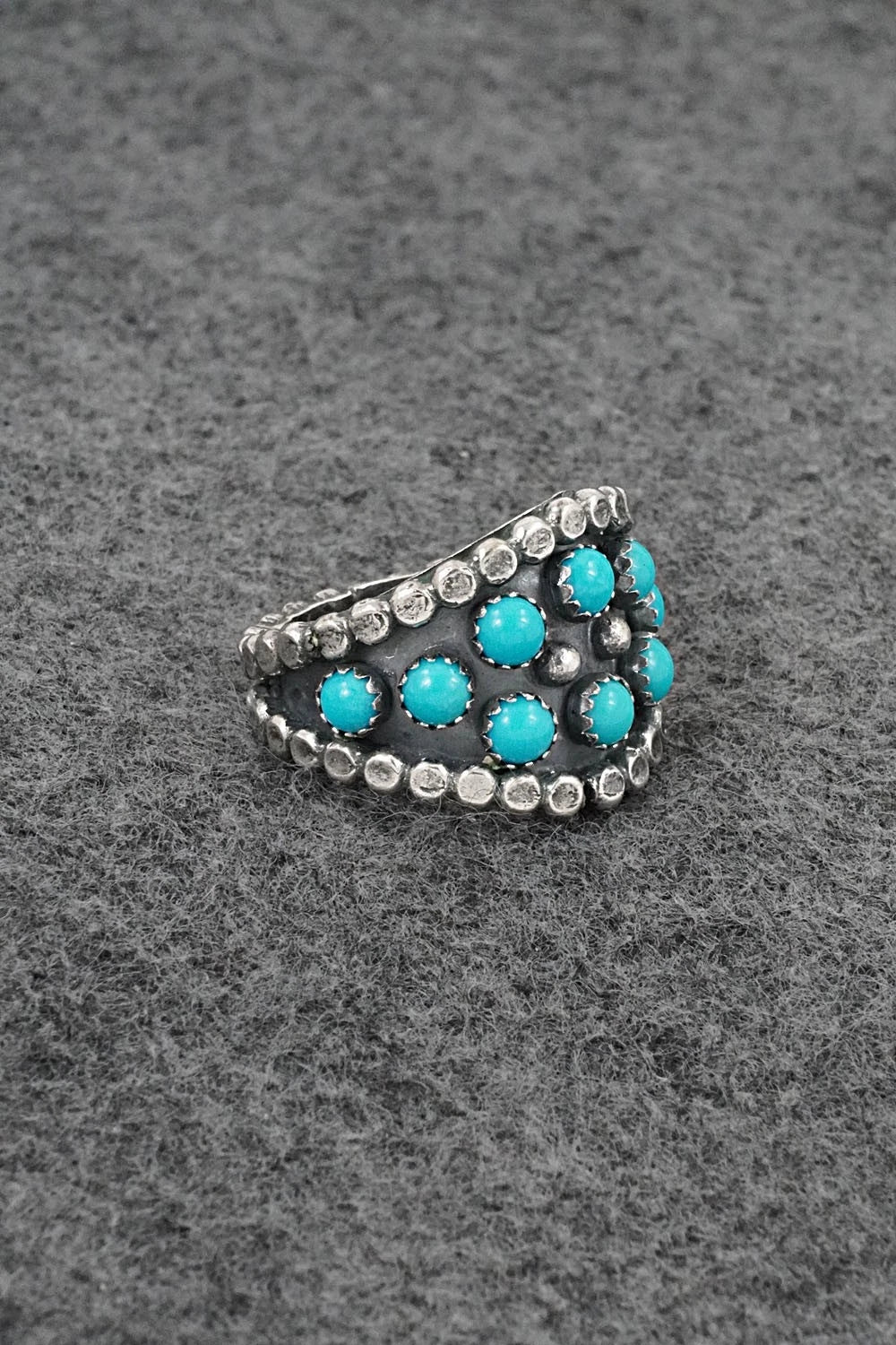 Turquoise & Sterling Silver Ring - Kenny Lonjose - Size 8.75
