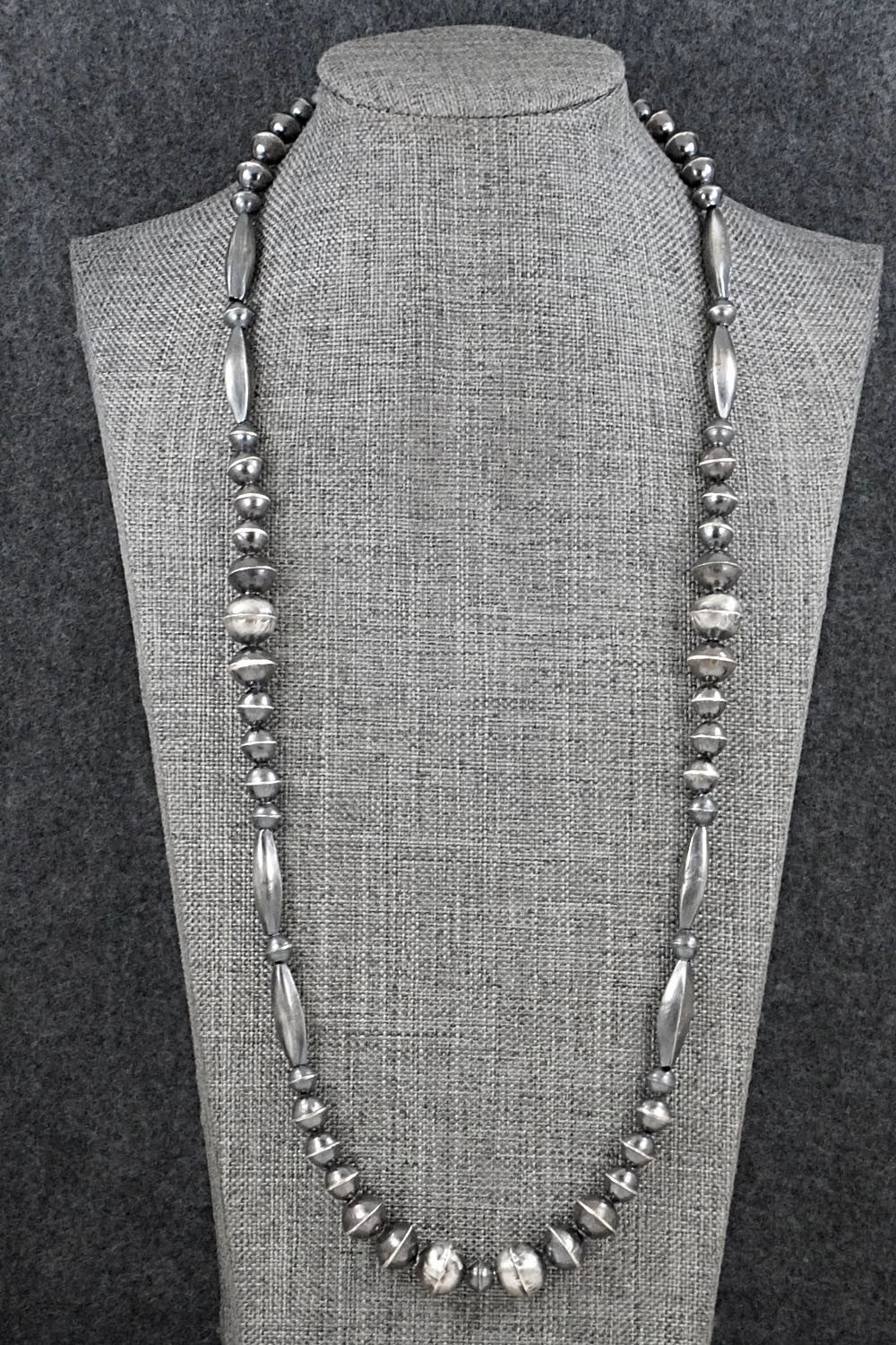 Sterling Silver Navajo Pearl Necklace 26" - Vintage