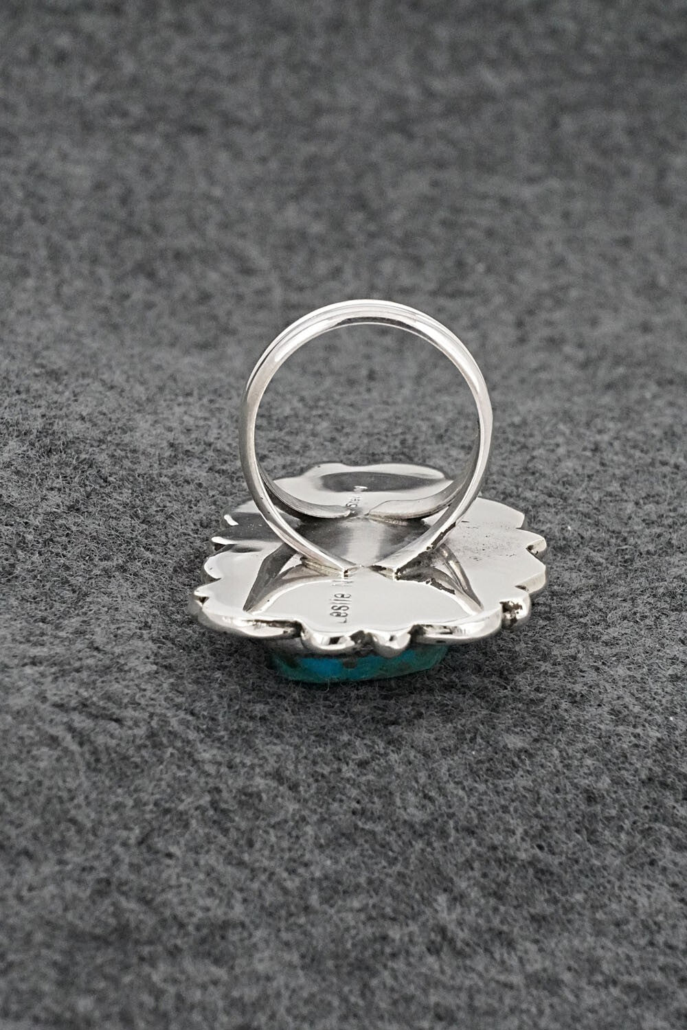 Turquoise & Sterling Silver Ring - Leslie Nez - Size 8.5