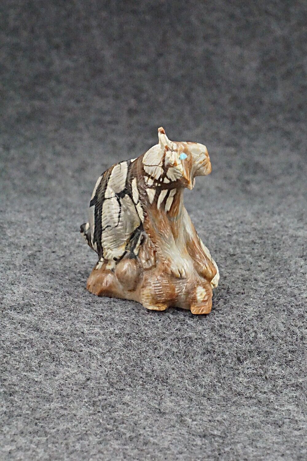 Bobcat and Rabbit Zuni Fetish Carving - Lance Cheama