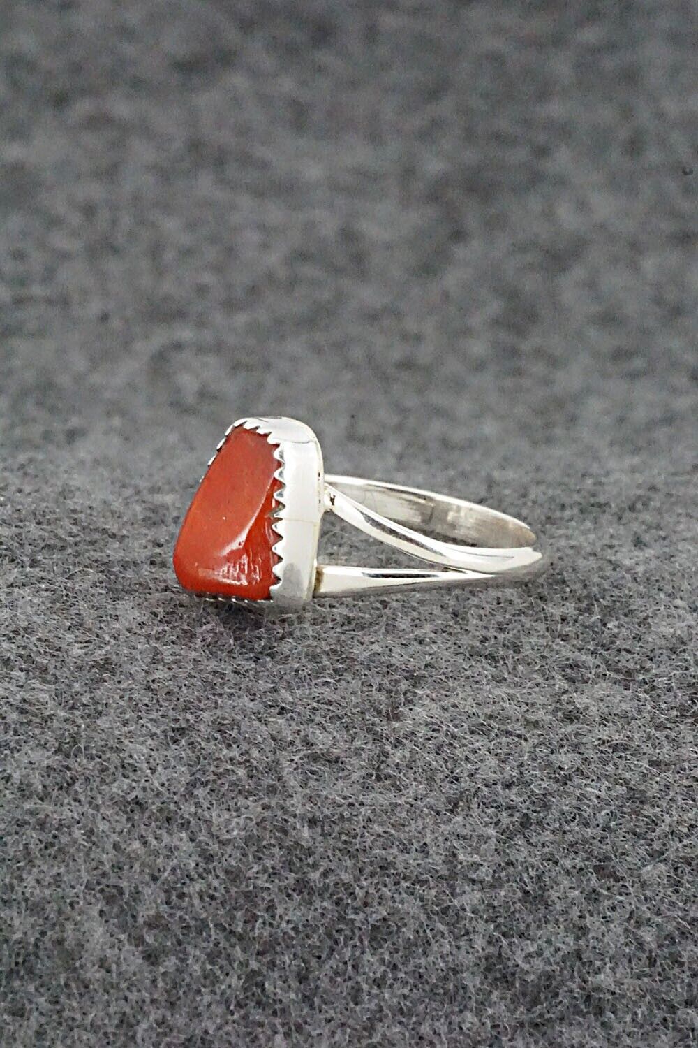 Coral & Sterling Silver Ring - Letricia Largo - Size 6.75