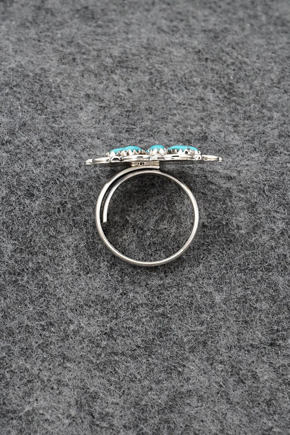 Turquoise & Sterling Silver Ring - Gerald Mitchell - Size Adjustable