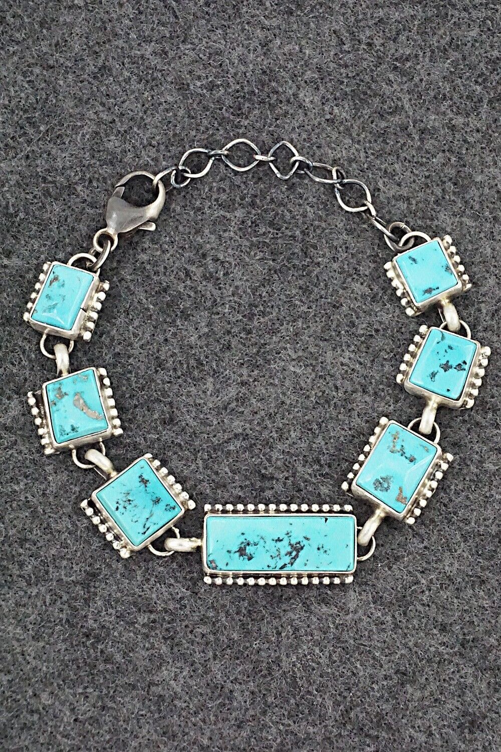 Turquoise & Sterling Silver Link Bracelet - Darrin Livingston