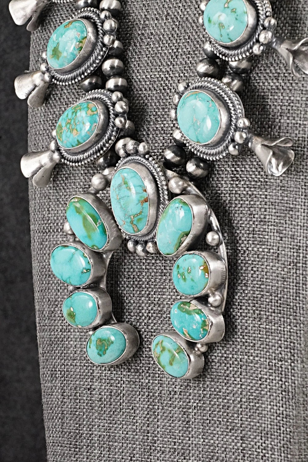 Turquoise & Sterling Silver Squash Blossom Set - Bobby Johnson