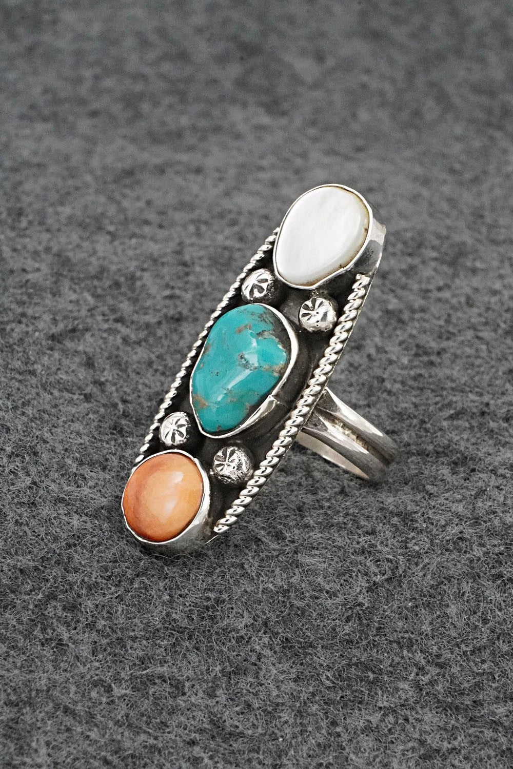 Multi-Stone & Sterling Silver Ring - Priscilla Reeder - Size 7