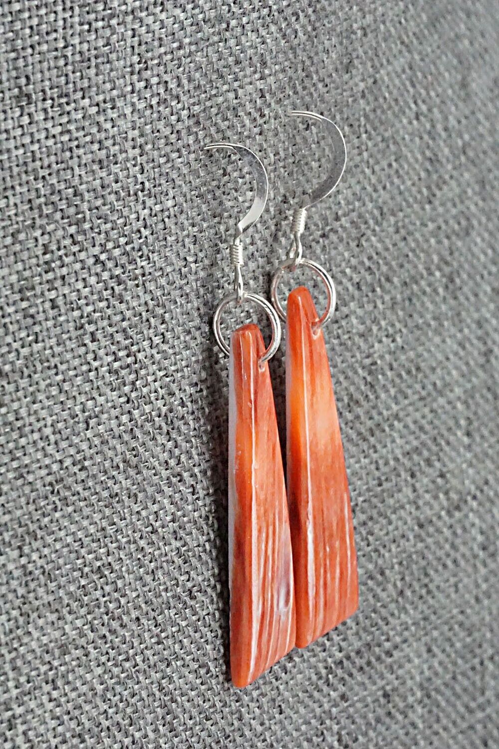 Spiny Oyster & Sterling Silver Earrings - Louise Pete