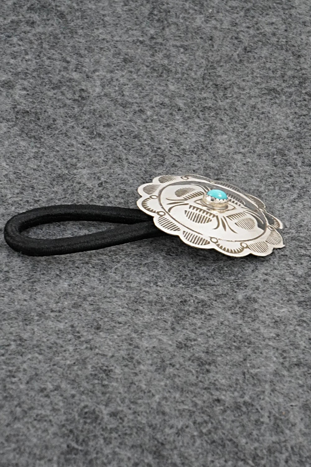 Turquoise & Sterling Silver Hair Tie - Bertha Begay