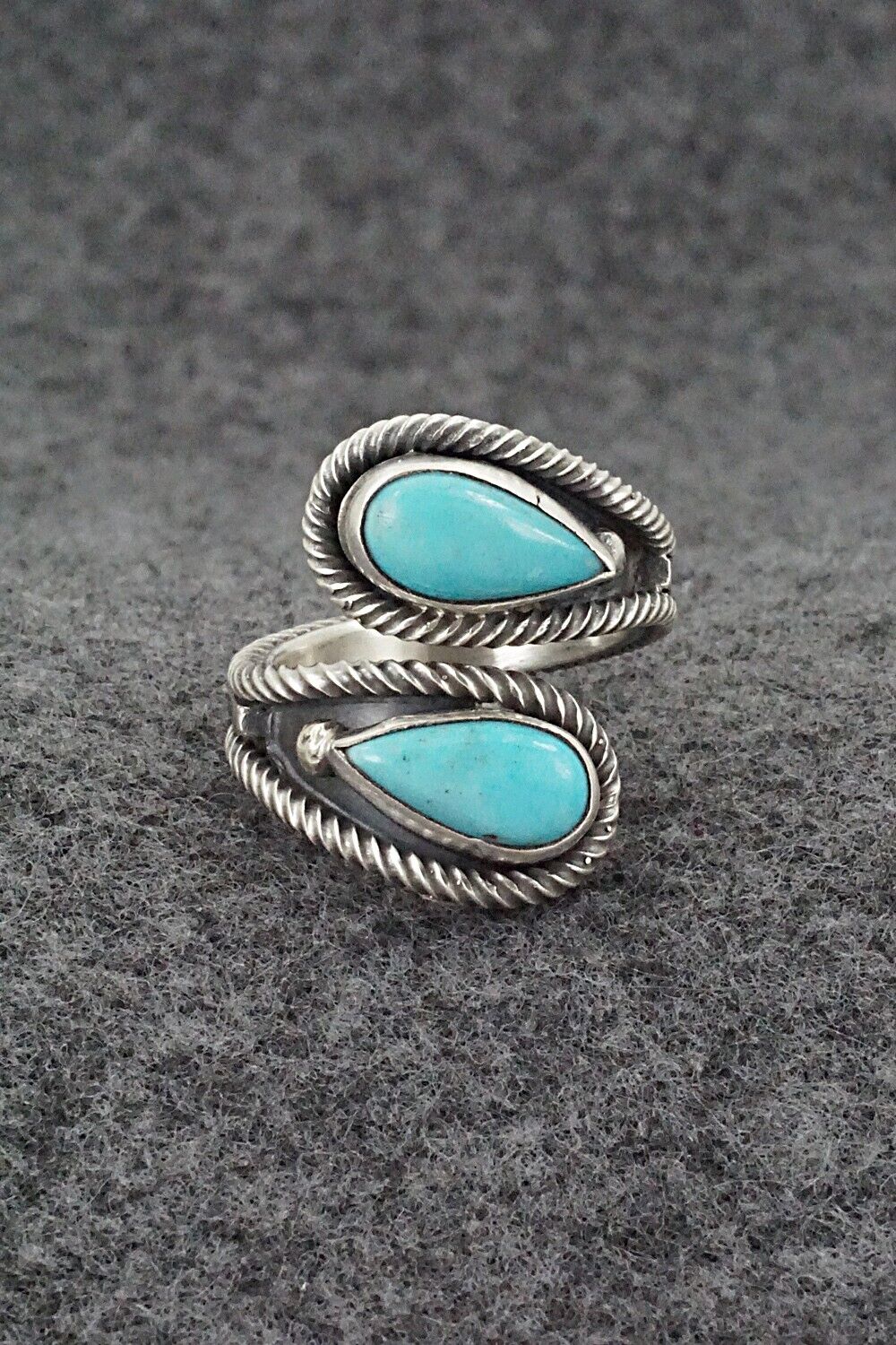 Turquoise & Sterling Silver Ring - Kenny Lonjose - Size 6.5