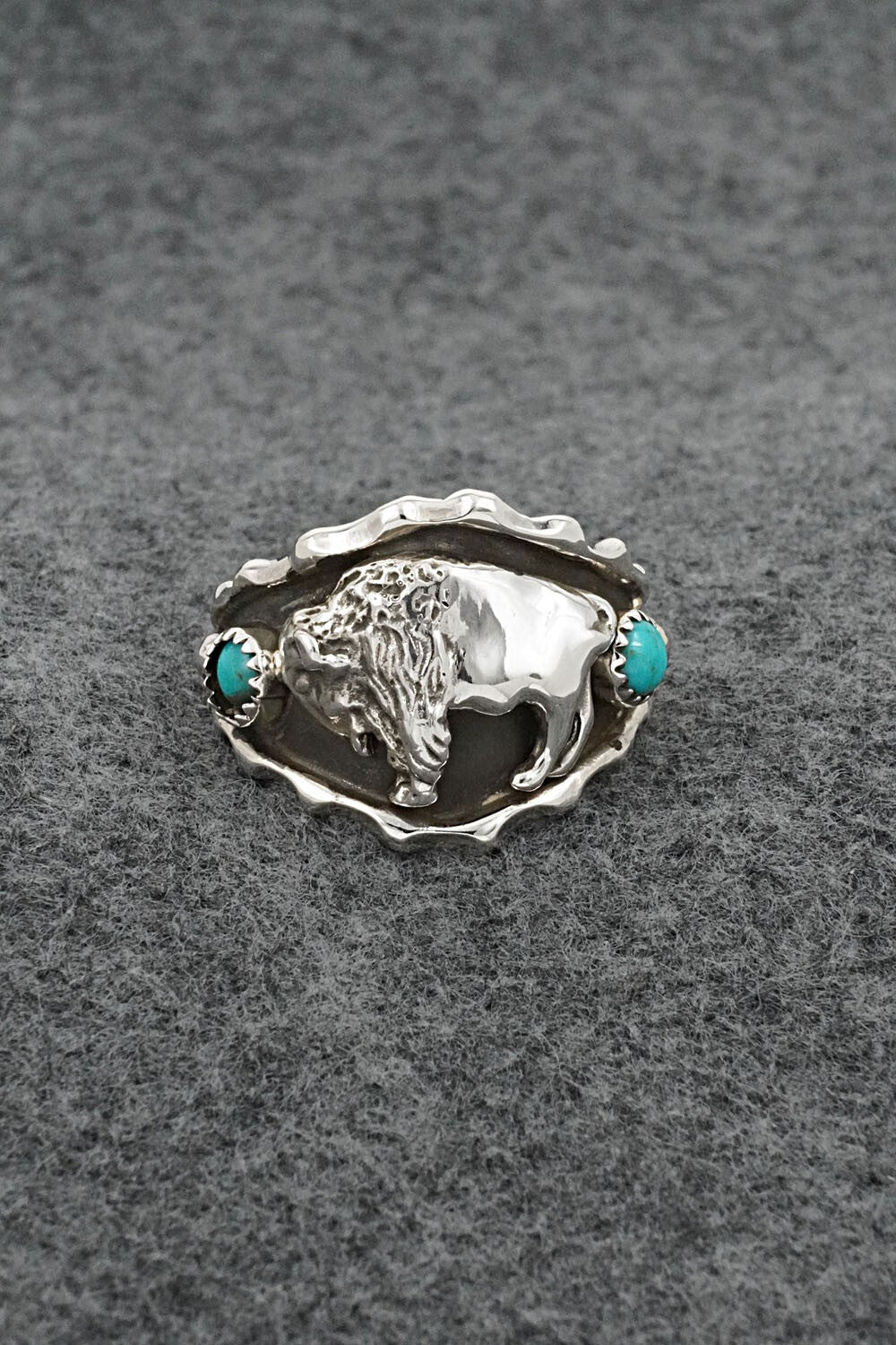 Turquoise & Sterling Silver Ring - Genevieve Francisco - Size 14
