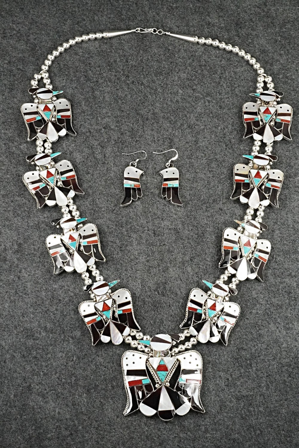 Multi-Stone & Sterling Silver Inlay Necklace Set - Bobby Shack