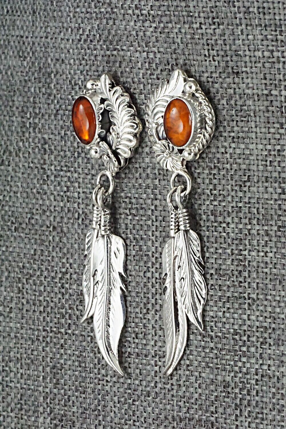 Amber & Sterling Silver Earrings - Annie Spencer