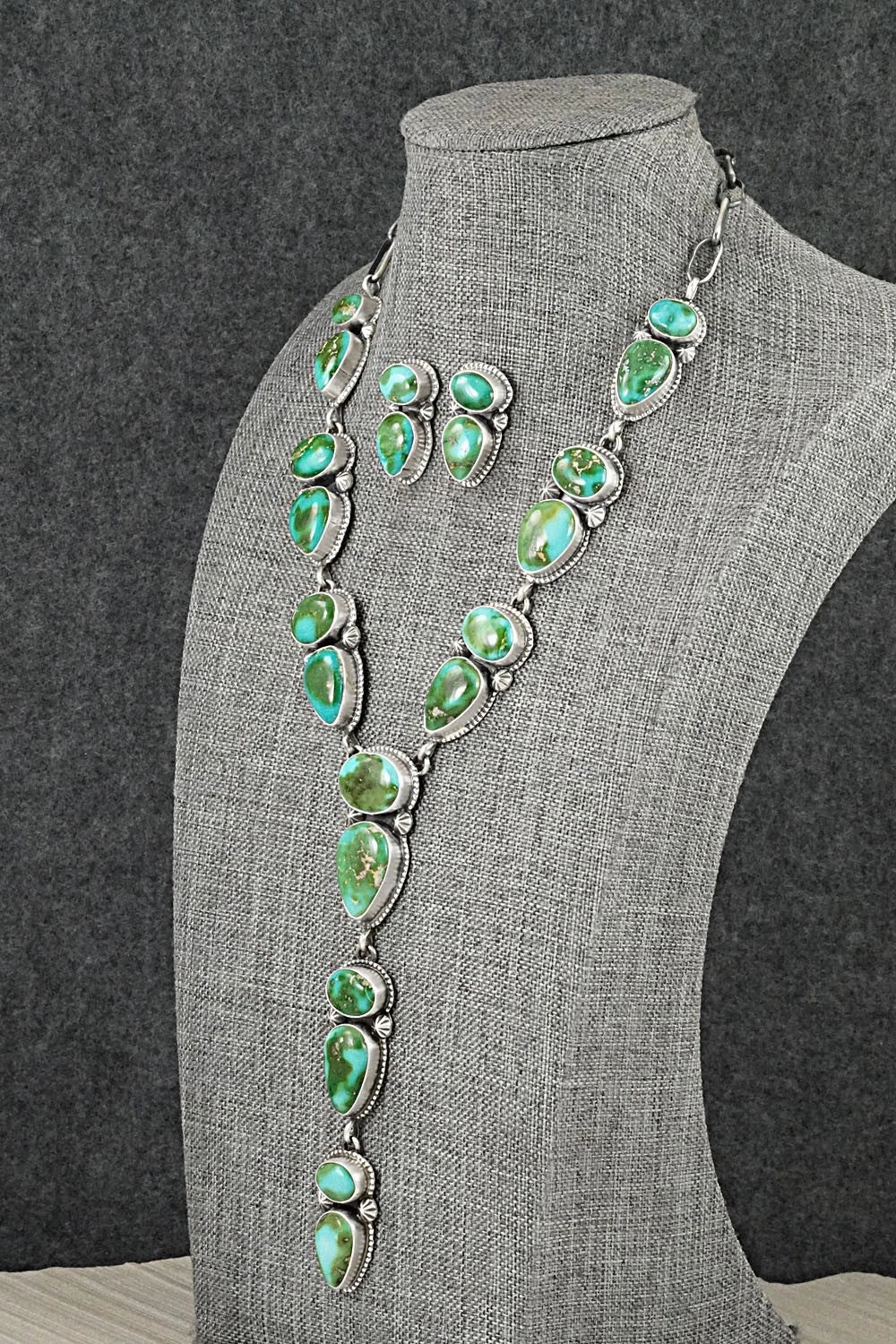 Turquoise & Sterling Silver Necklace and Earrings Set - Darrin Livingston