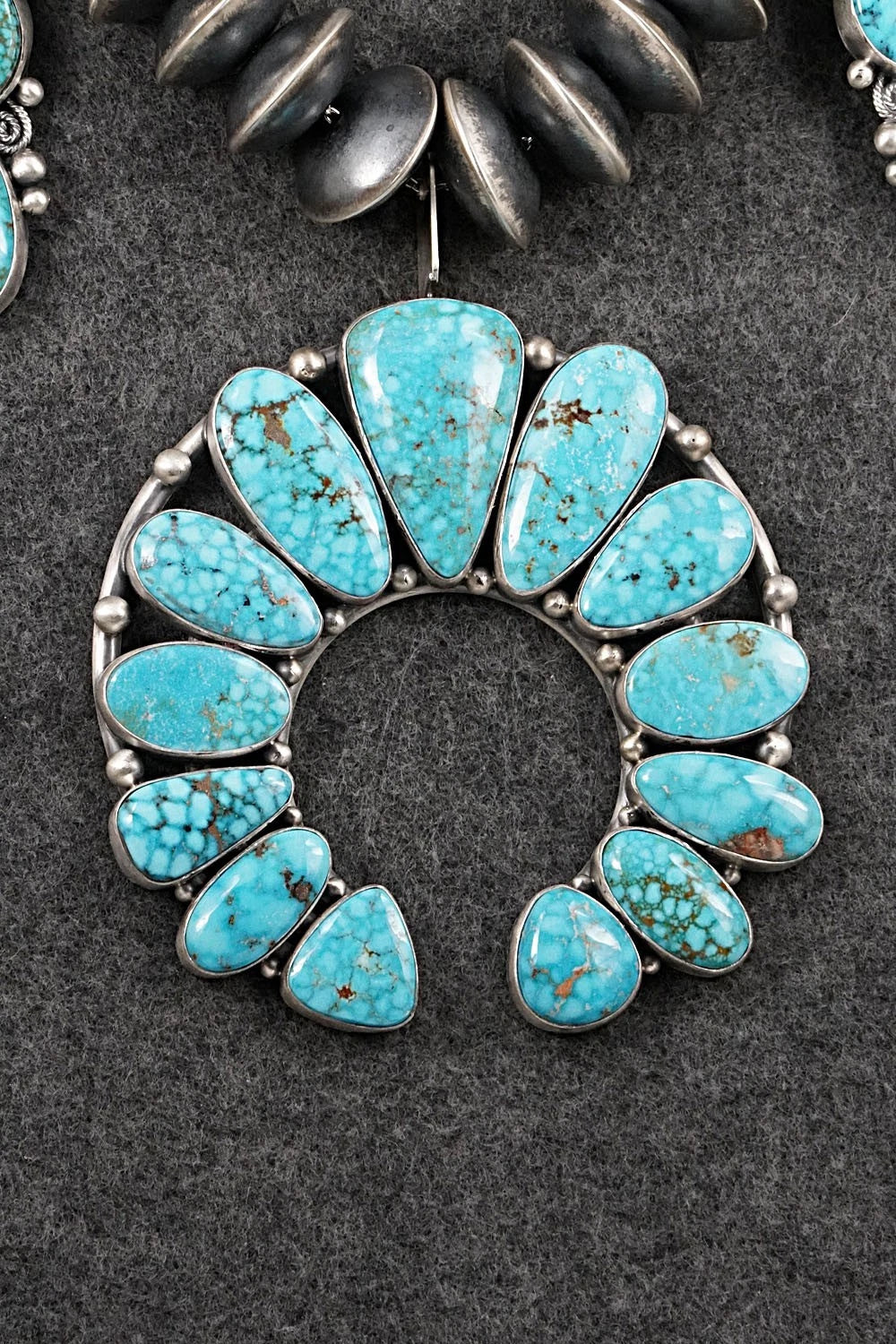 Turquoise & Sterling Silver Squash Blossom Set - Mark Yazzie