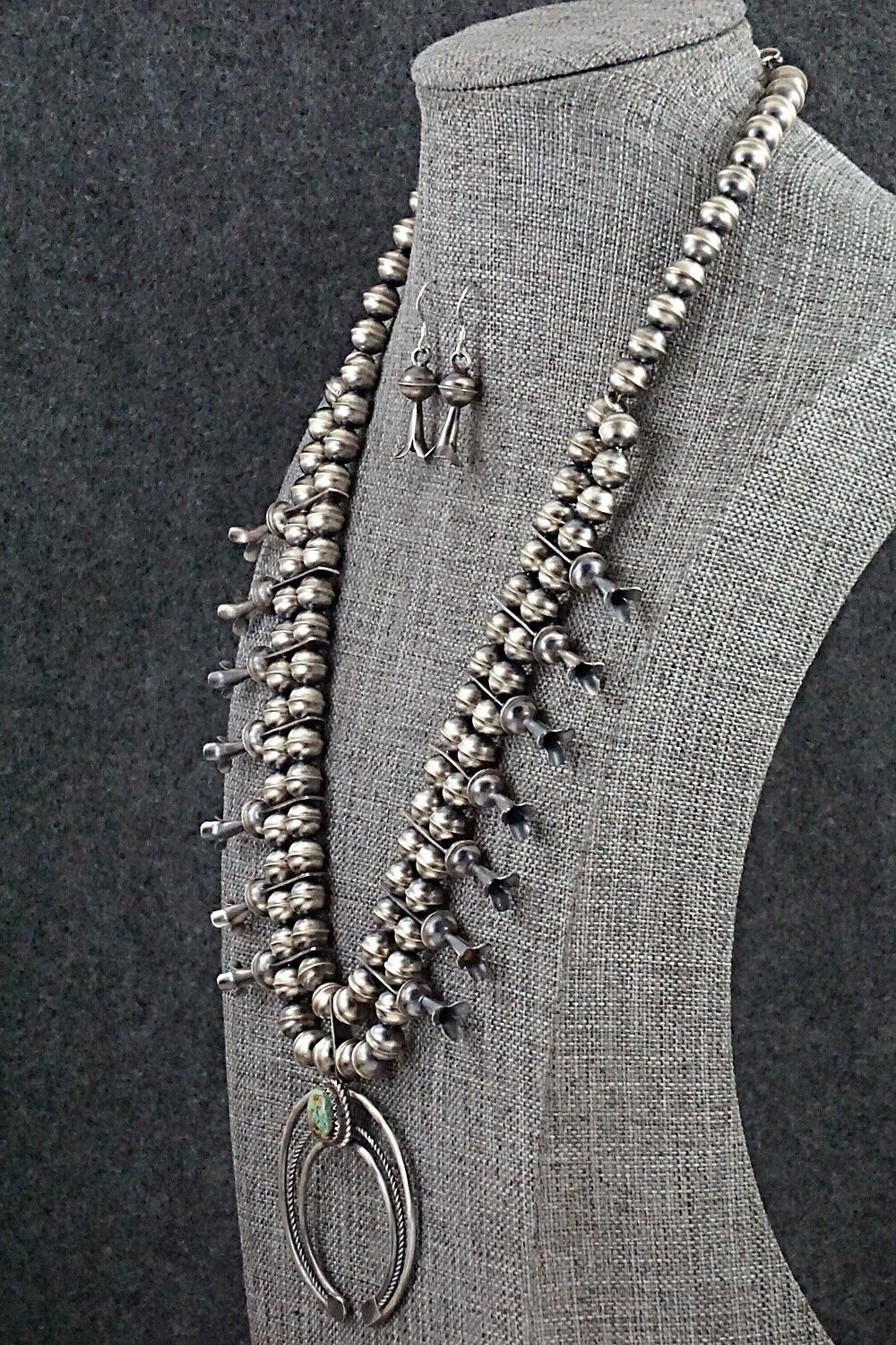 Turquoise & Sterling Silver Squash Blossom Set - Phil Garcia