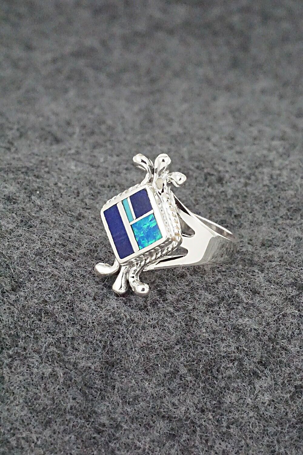 Multi-Stone & Sterling Silver Inlay Ring - James Manygoats - Size 6.25