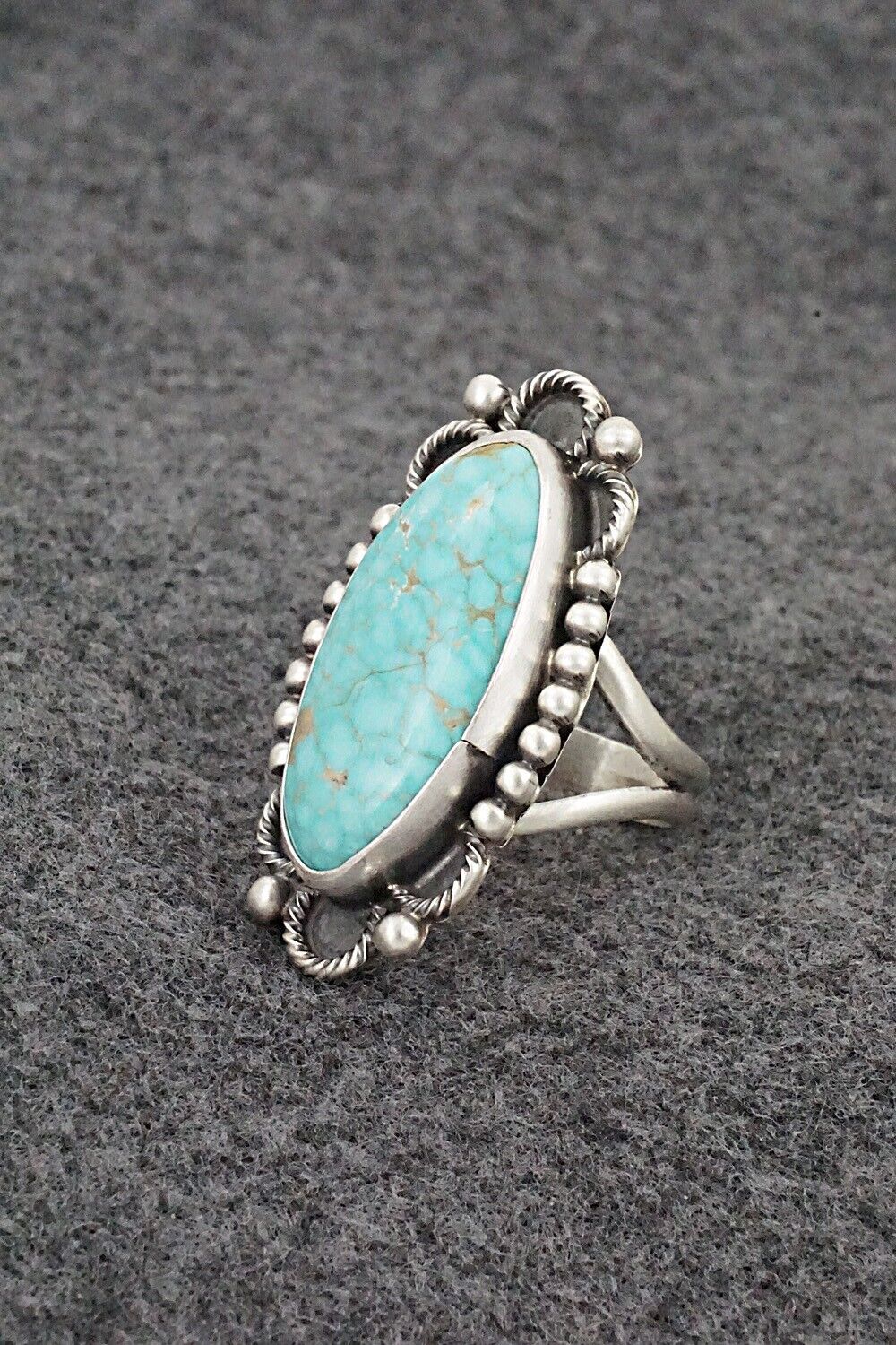 Turquoise & Sterling Silver Ring - Jameson Garcia - Size 8 Adj.