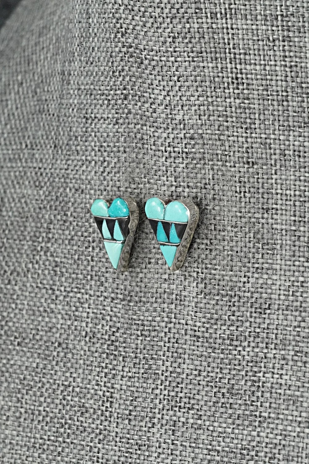 Turquoise, Onyx & Sterling Silver Earrings - Carol Vacit