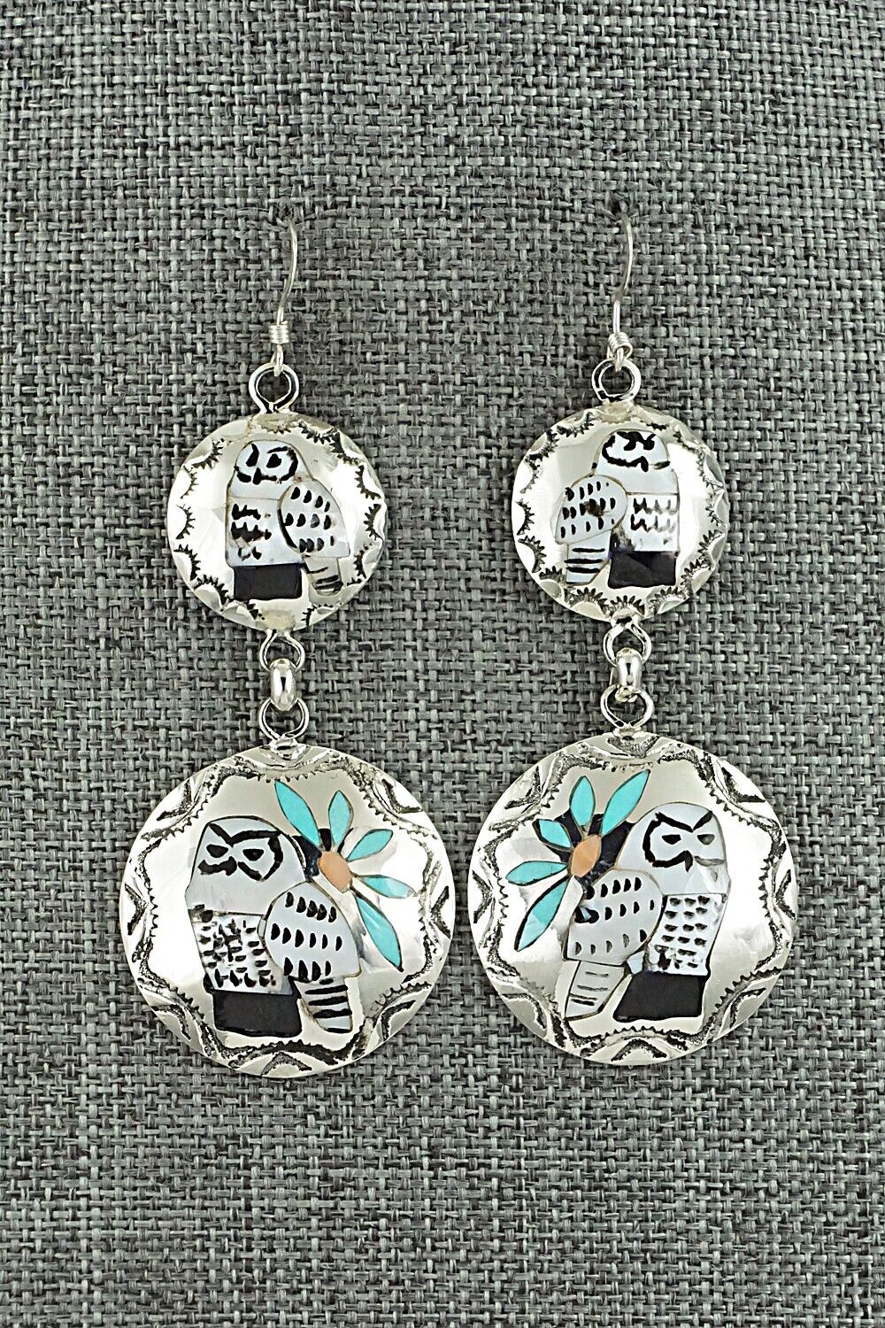 Multi Stone & Sterling Silver Earrings - Quintin Quam Sr.